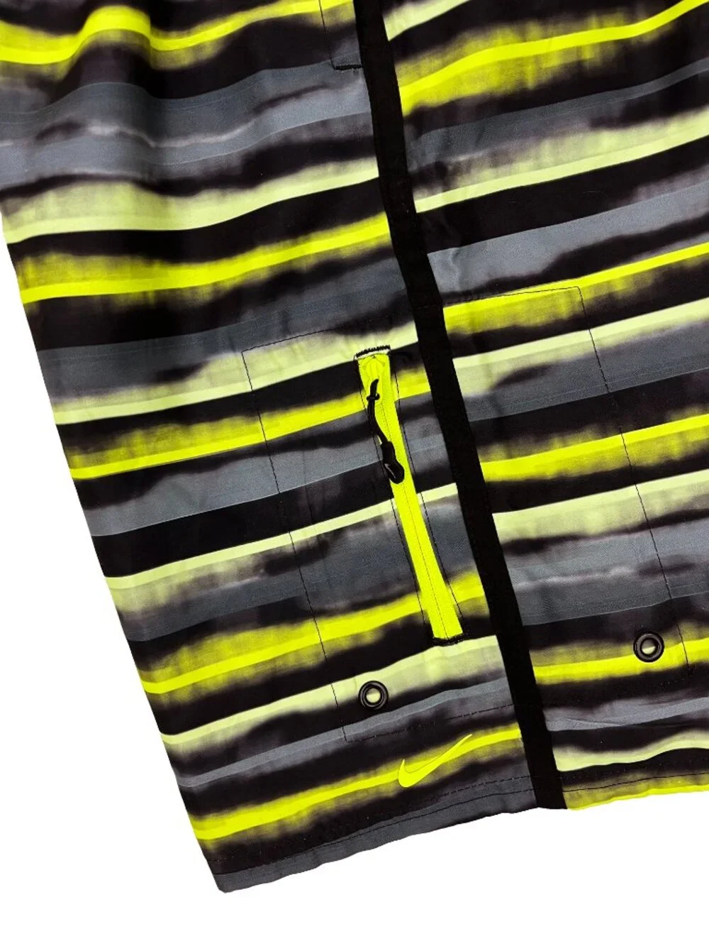 Nike NWT Swim Trunks Neon Black Striped Board Lined Shorts Mens S